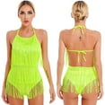 thumbnail image 1 of DPOIS Women's Lace-up Halter Tassel Bodysuit Fringes Dance Leotard, 1 of 3
