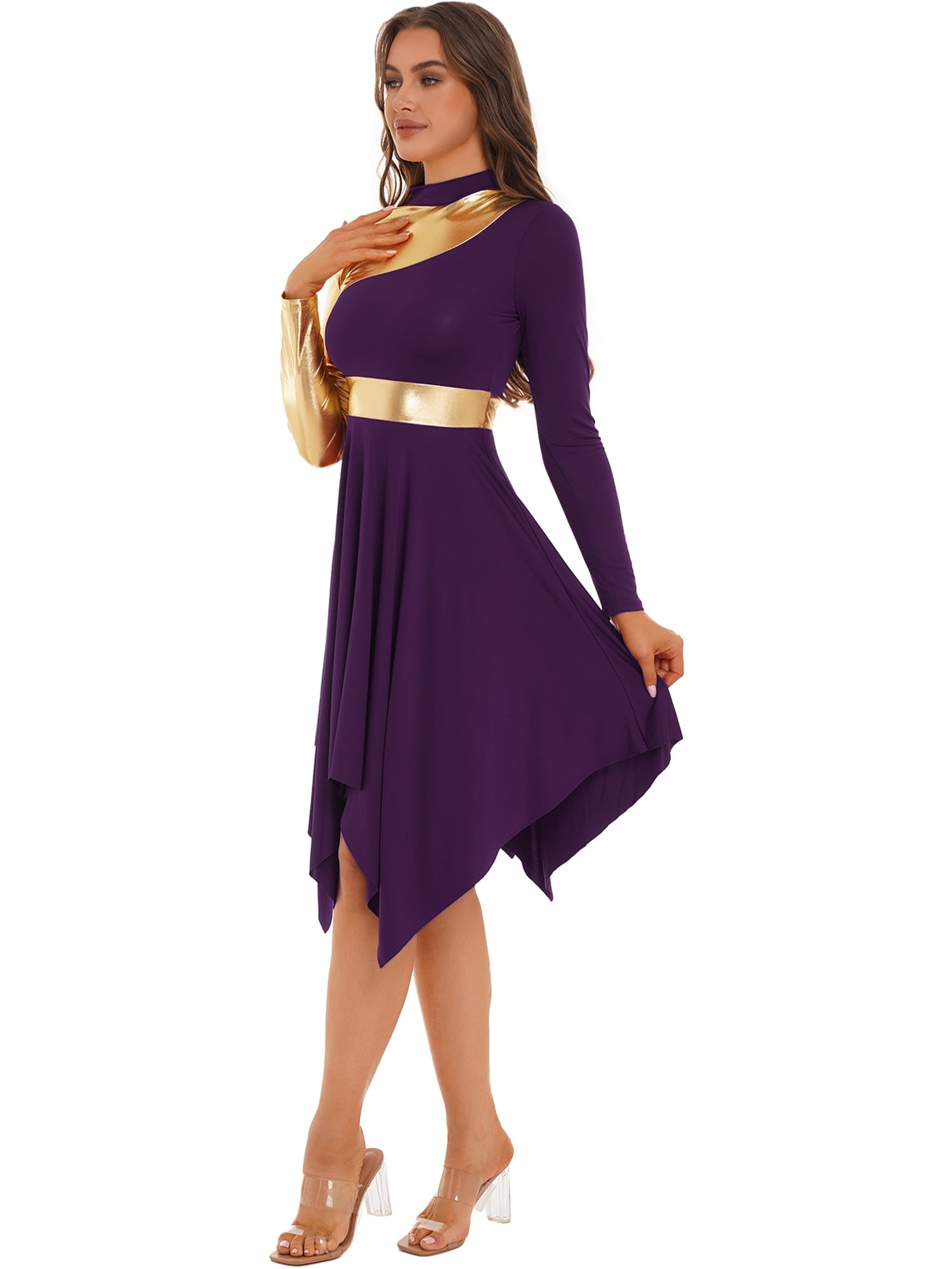 DPOIS Women's Liturgical Dancewear Praise Dance Dress Spiritual Worship