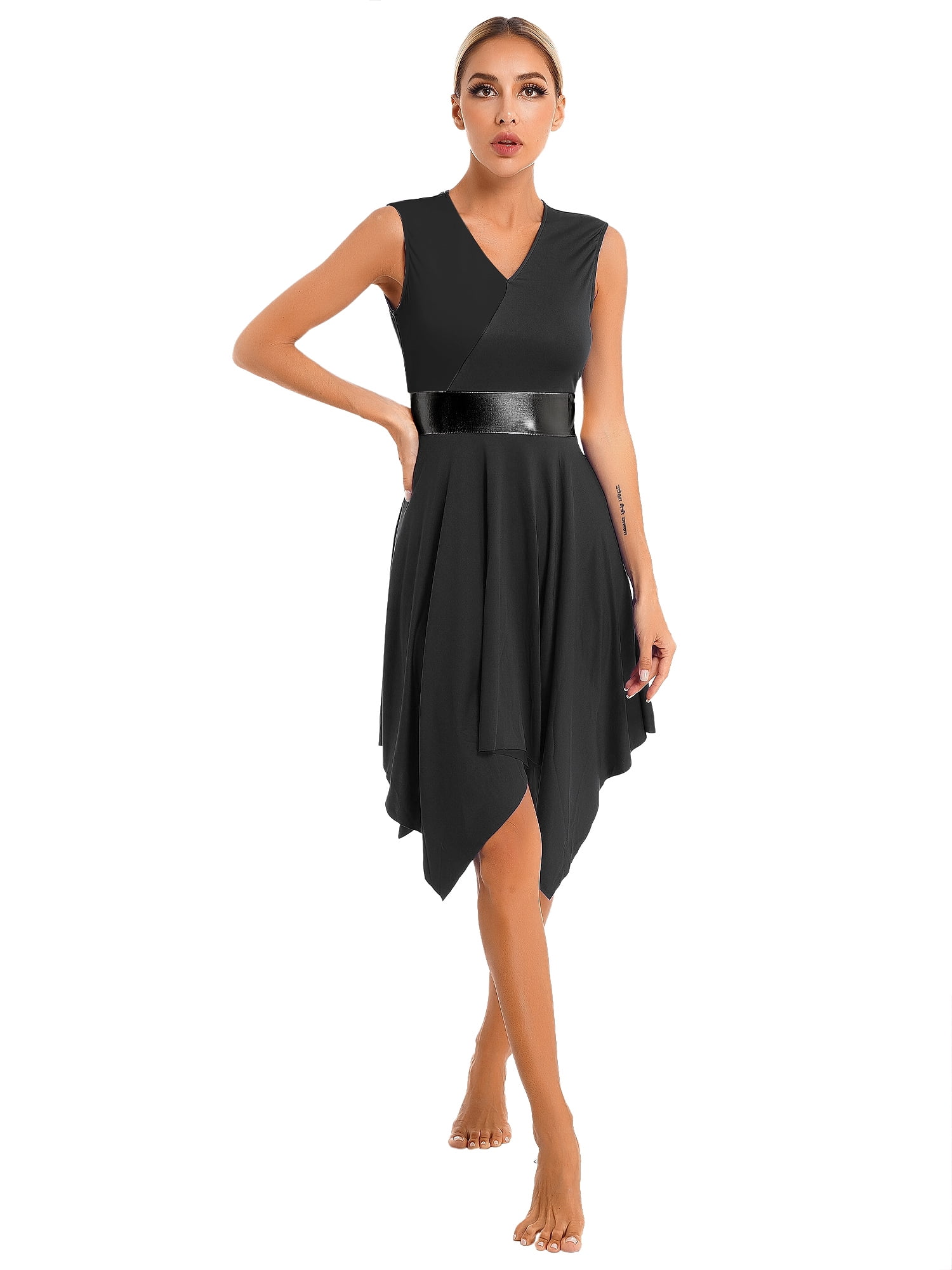 DPOIS Women's Liturgical Praise Dance Dress Sleeveless Worship Dance