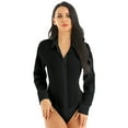 thumbnail image 1 of DPOIS Women's Long Sleeve Button Down Shirts Work Office Bodysuit Shirt Blouse Black M, 1 of 6