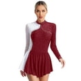 thumbnail image 1 of DPOIS Women's Long Sleeve Figure Ice Skating Dress Ballet Dance Dress Burgundy L, 1 of 7