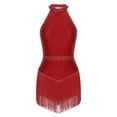 thumbnail image 1 of DPOIS Women's Rhinestones Tassel Bodysuit Fringed Jazz Leotards Burgundy XL, 1 of 7
