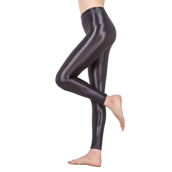 DPOIS Women's Shiny Metallic Workout Leggings High Waist Compression Yoga Pants Tights Activewear