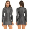 thumbnail image 1 of DPOIS Women's Shiny Oil Sheer Mini Dress Tight Pencil Dress, 1 of 5
