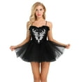 thumbnail image 1 of DPOIS Women's Shiny Sequins Swan Lake Ballet Dance Mesh Tutu Leotard Dress Black M, 1 of 7