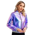 thumbnail image 1 of DPOIS Women's Sparkly Bomber Jackets Long Sleeves Zip Up Coat for Party Club Blue XL, 1 of 7
