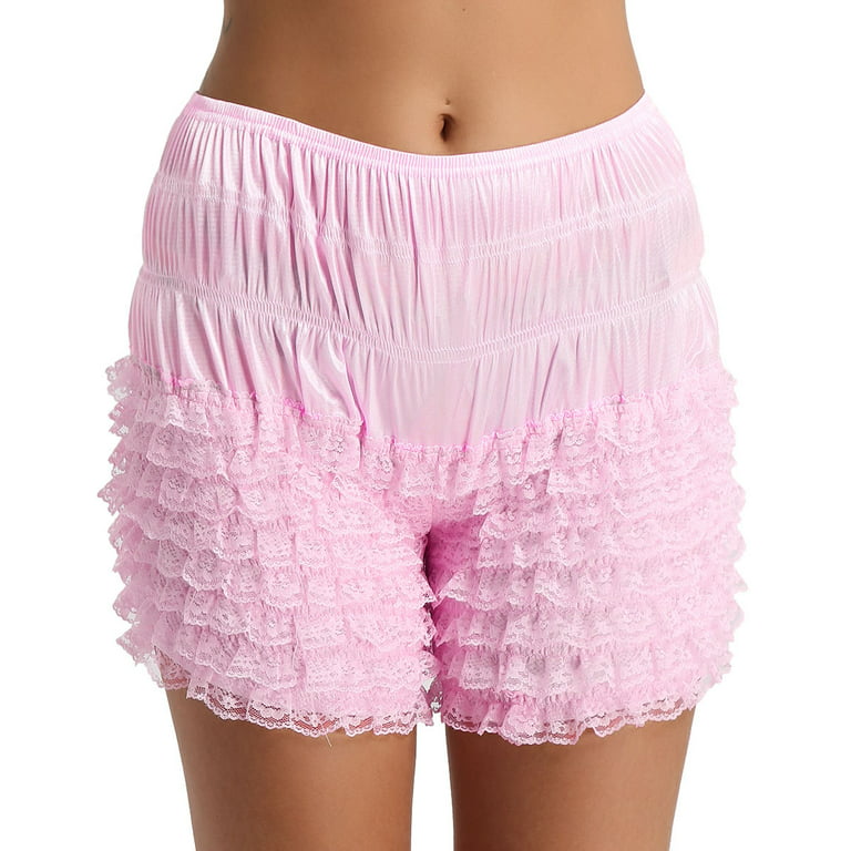 US Womens Ruffle Shorts Bloomers Elastic Waistband Frilly Pumpkin Short  Pants