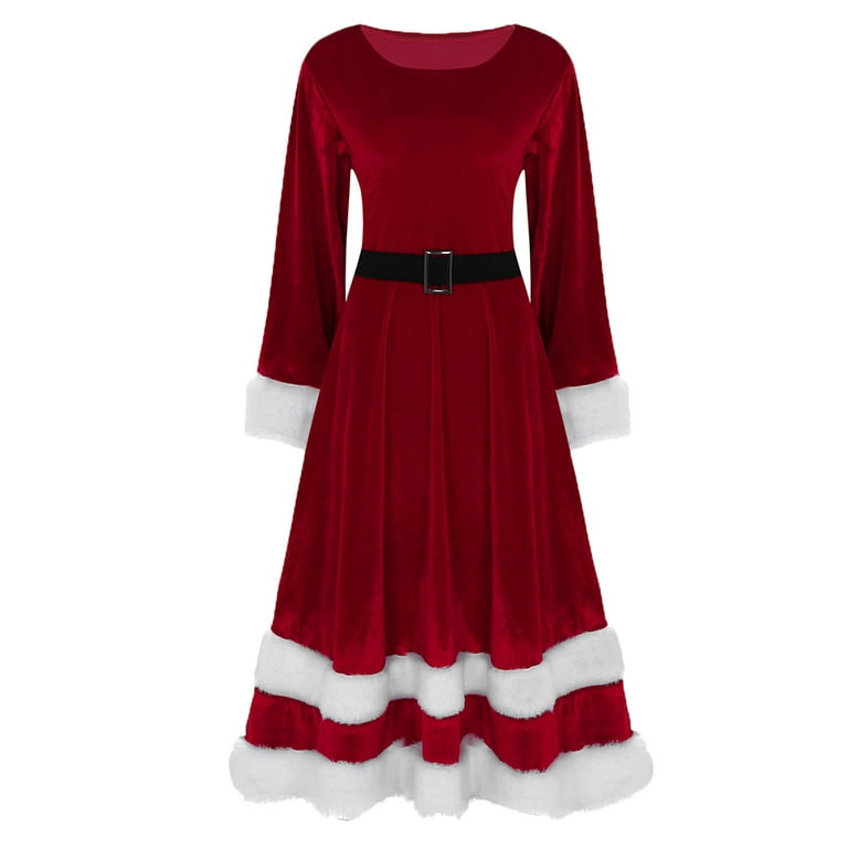 Red velvet christmas dress on sale womens