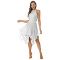 thumbnail image 1 of DPOIS Womens Asymmetrical Dance Dress Hem Mesh Lyrical Dance Costume White M, 1 of 7