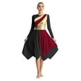 thumbnail image 1 of DPOIS Womens Color Block Lyrical Praise Dance Dress Liturgical Dancewear Burgundy&Black S, 1 of 7