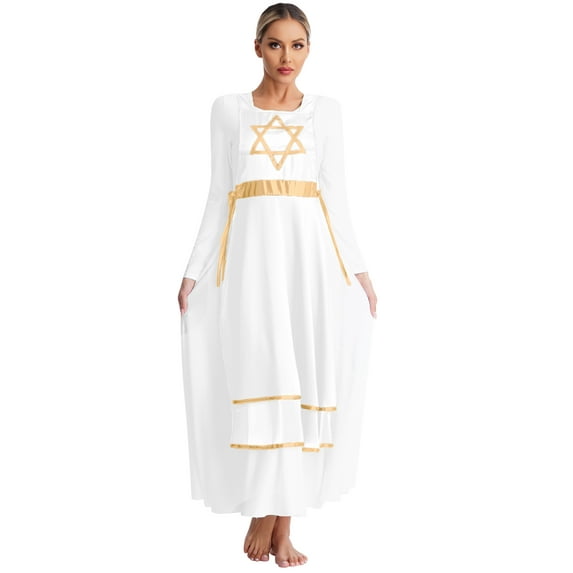 DPOIS Womens Liturgical Dancewear Praise Dance Tunic White XXL