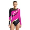 thumbnail image 1 of DPOIS Womens Long Sleeve Gymnastic Leotard Metallic Bodysuit Tops Hot Pink M, 1 of 7