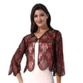 thumbnail image 1 of DPOIS Womens Long Sleeve Sequin Lace Shrug Scallop Hem Open Front Bolero Cardigan, 1 of 3
