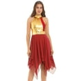thumbnail image 1 of DPOIS Womens Metallic Praise Dance Dresses Liturgical Dancewear Workship Dance Costume Red XXL, 1 of 7