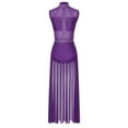 thumbnail image 1 of DPOIS Womens Mock Neck Open Back Lyrical Dance Dress Purple-A XL, 1 of 7