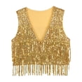 thumbnail image 1 of DPOIS Womens Sequin Fringe Sleeveless Vest Sparkly Waistcoat Jacket Gold XXL, 1 of 7