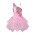 thumbnail image 1 of DPOISKids Girls Ballet Dance Tutu Dress Sequins Flower One Shoulder Dancewear, 1 of 7