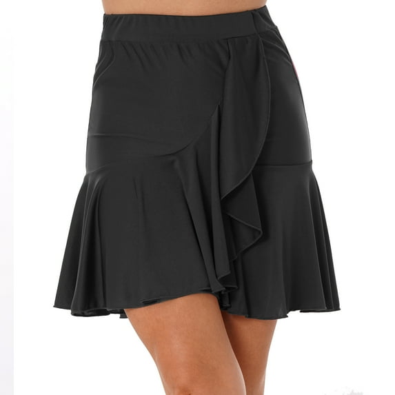 DPOISWomen's Latin Ballroom Dance Irregular Swing Design Skirt Salsa Rumba Dance Skirt