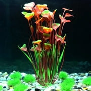 DPOWERFUL Plastic Fish Tank Plants, Artificial Tall Aquarium Plants for Fish Tank Decor, 15.7 inchesRed