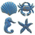 thumbnail image 1 of DPOWERFUL Retro Cast Iron Drawer Pulls Handles for Dresser Cupboard Wardrobe Cabinet Kitchen Drawer Handle Beach Ocean Theme Sea Horse Starfish Seashell and Crab Knobs 4 Pack(Blue), 1 of 7