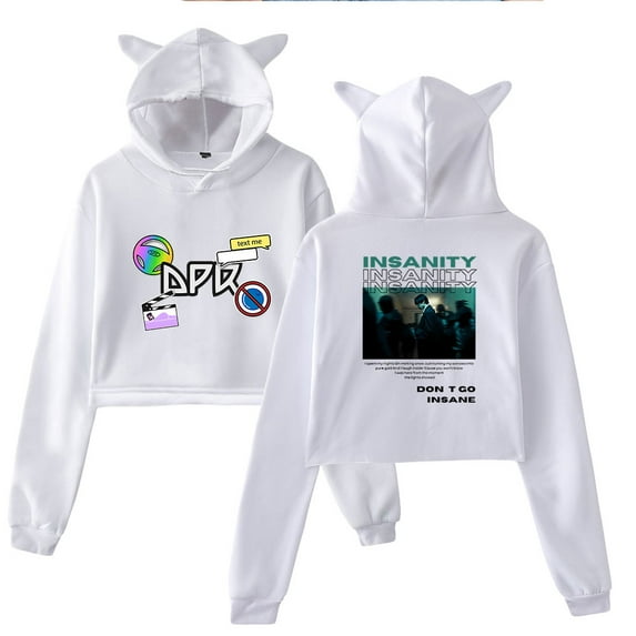 DPR Ian Hoodie Sweatshirt for Girls Cat Ear Crop Top Women Casual Girl Youth Streetwear