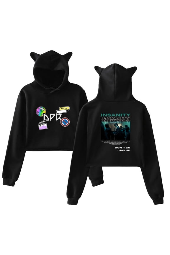 DPR Ian Hoodie Sweatshirt for Girls Cat Ear Crop Top Women Casual Girl Youth Streetwear