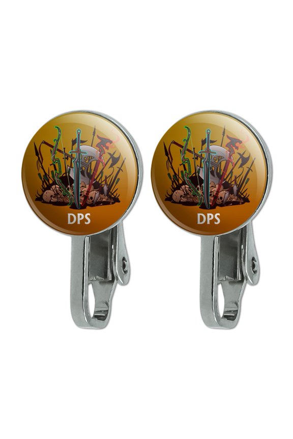 DPS Damage Per Second RPG MMORPG Class Role Playing Game Novelty Clip-On Stud Earrings