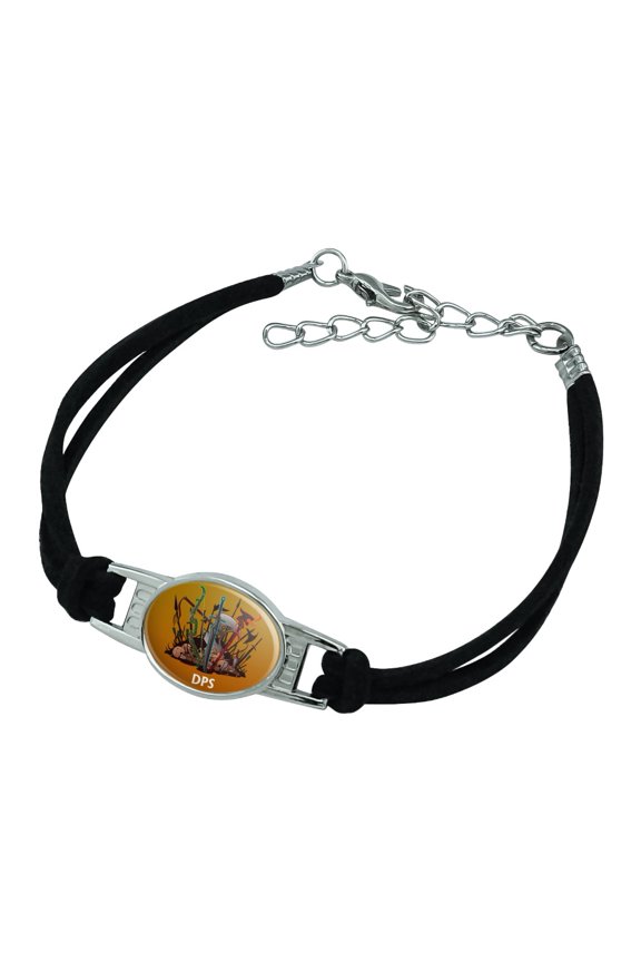 DPS Damage Per Second RPG MMORPG Class Role Playing Game Novelty Suede Leather Metal Bracelet