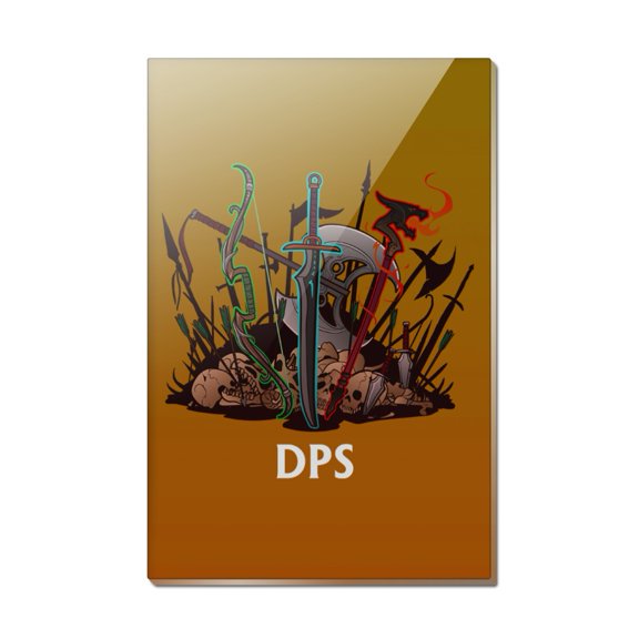 DPS Damage Per Second RPG MMORPG Class Role Playing Game Rectangle Acrylic Fridge Refrigerator Magnet