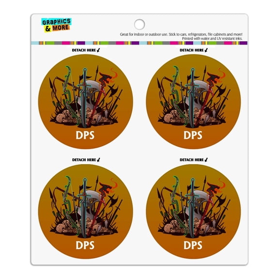 DPS Damage Per Second RPG MMORPG Class Role Playing Game Refrigerator Fridge Locker Vinyl Circle Magnet Set