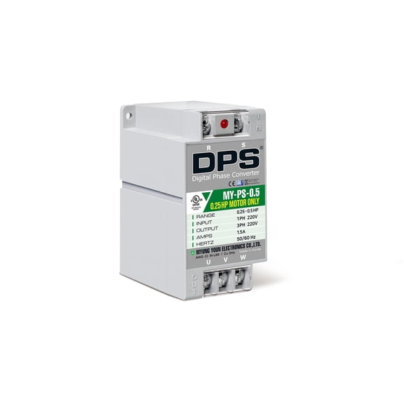 DPS 0.5HP MY-PS-0.5 Used for 0.25HP(0.2kW) 0.75A Motor, Single to 3 Phase Converter, 1 DPS Must Be Used for 1 Motor Only, Input/Output 200-240V, UL Listed