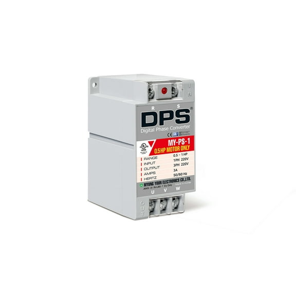 DPS Used for 0.5HP(0.4kW) 1.5A Motor, Single to 3 Phase Converter, MY-PS-1, 1 DPS Must Be Used for 1 Motor Only, Input/Output 200-240V, UL Listed