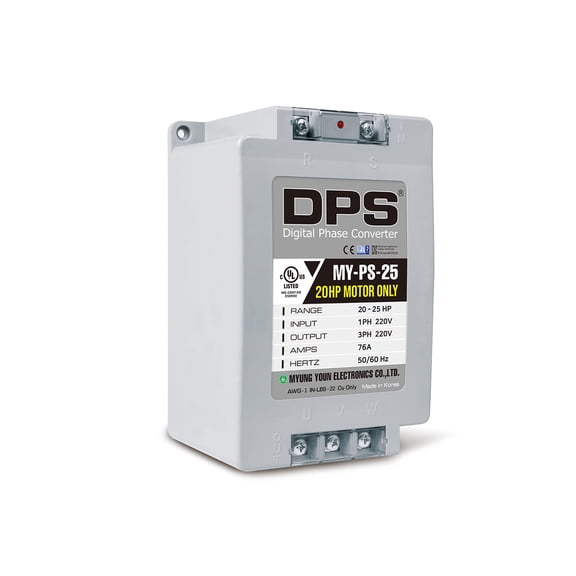 DPS Used for 20HP(15kW) 60A Motor, Single to 3 Phase Converter, MY-PS-25, 1 DPS Must Be Used for 1 Motor Only, Input/Output 200-240V, UL Listed
