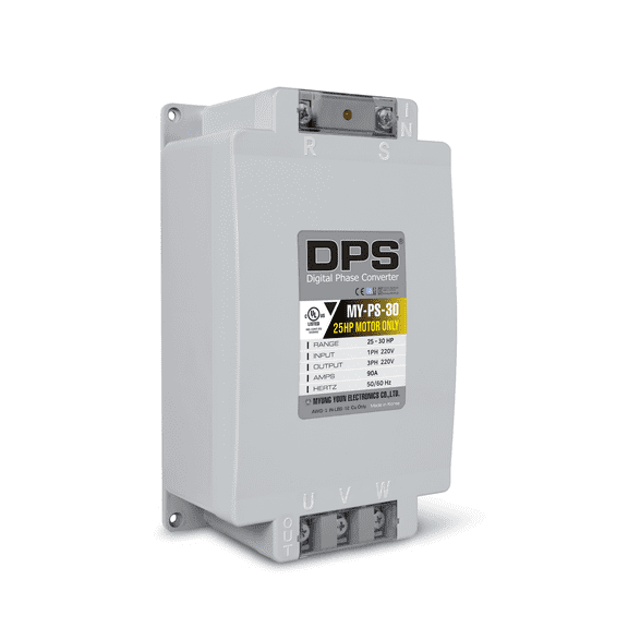 DPS Used for 25HP(18.5kW) 75A Motor, Single to 3 Phase Converter, MY-PS-30, 1 DPS Must Be Used for 1 Motor Only, Input/Output 200-240V, UL Listed