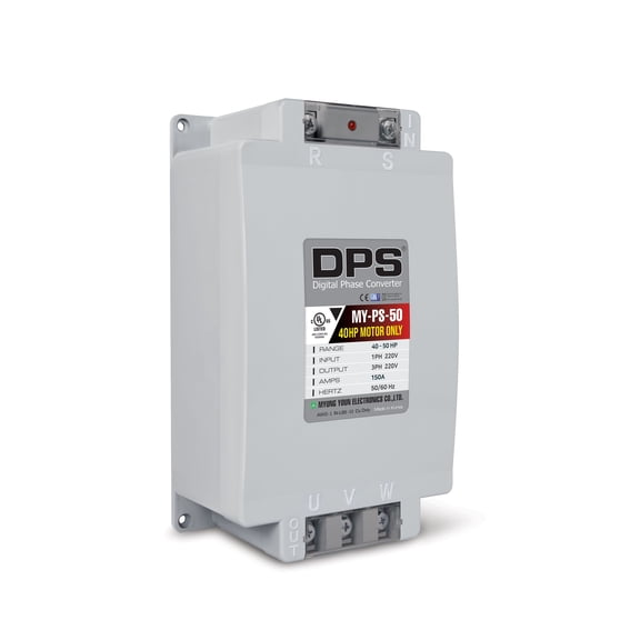 DPS 50HP MY-PS-50 for 40HP(30kW) 120A Motor, Single to 3 Phase Converter, One DPS Must Be Dedicated to One Motor Only, Input/Output 200-240V, UL Listed