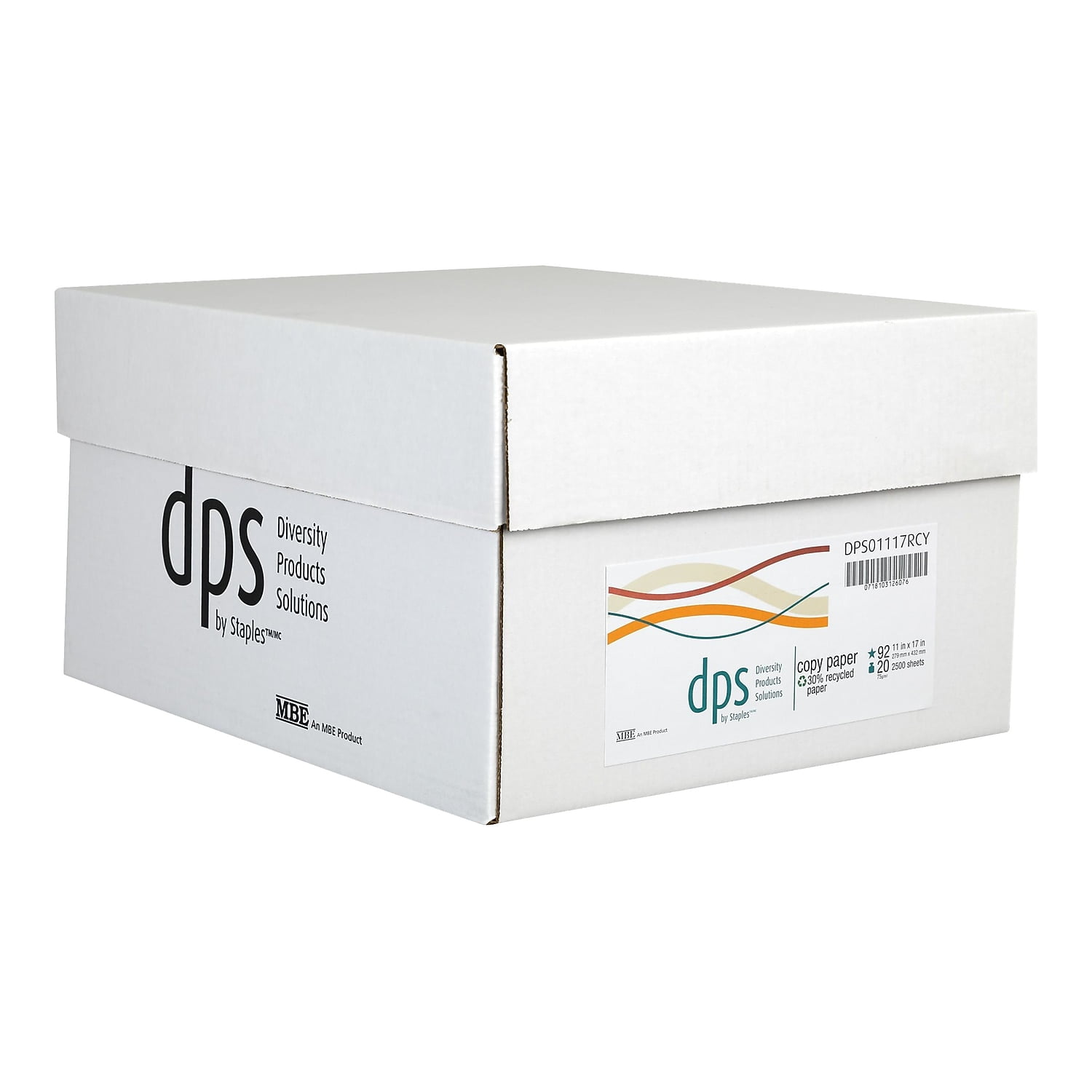 DPS by Staples 30% Recycled 11" x 17" Copy Paper 20 lbs. 92 Brightness 500/Ream 5 Reams/Carton