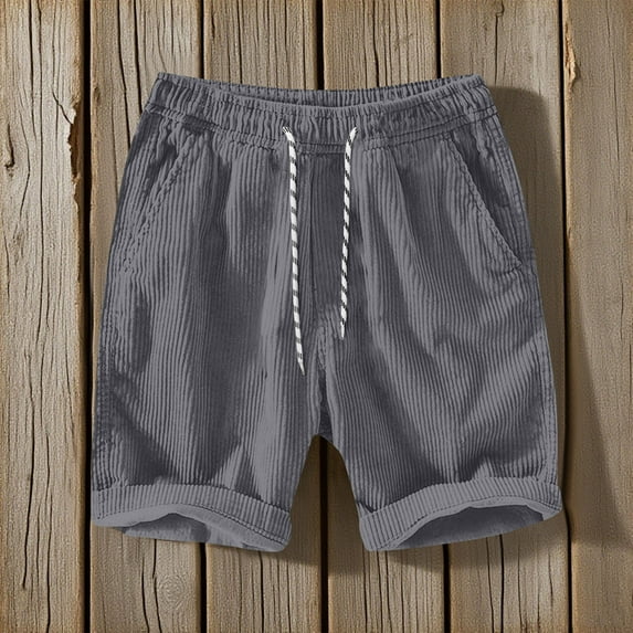 DPTALR George Corduroy Shorts Men with Pockets Drawstring Elastic Waist for Spring Summer Beach Casual Shorts #Gray Big and Tall Men XL