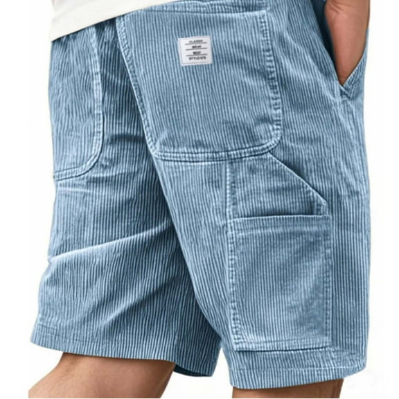 DPTALR George Corduroy Shorts Men with Pockets Mens Drawstring Elastic Waist for Spring Summer Beach Casual Shorts #Sky Blue Big and Tall Men XL