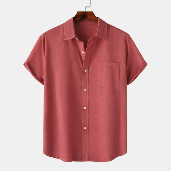 DPTALR George DPTALR George Fashionable Men's Casual Solid Color Lapel Short Sleeved Shirt Men's Short Sleeve Button Down Shirts Summer Casual Textured Shirt Vacation Beach Black,Big and Tall Men L