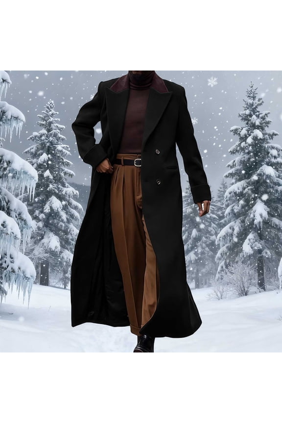 George Fashion Men's Turndown Collar Patchwork Pockets Long Sleeve Casual Jacket Coat,Black,Big and Tall Men M