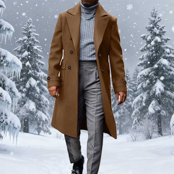 DPTALR George Fashion Men's Turndown Collar Patchwork Pockets Long Sleeve Casual Jacket Coat,Brown,Big and Tall Men M