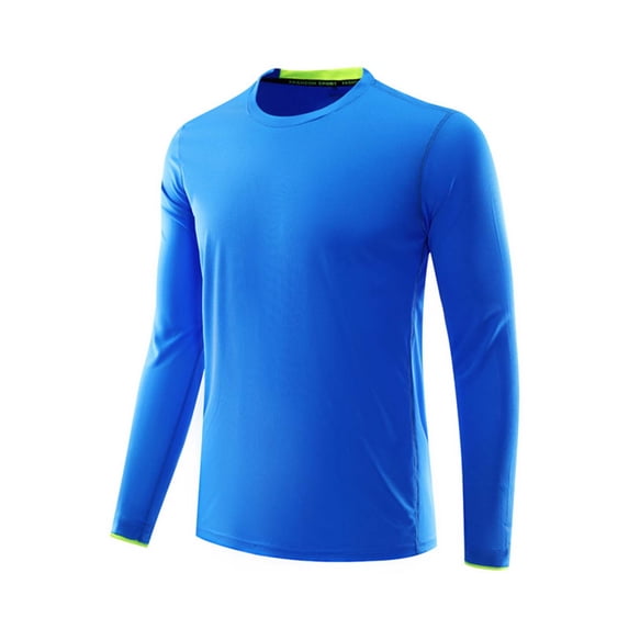 DPTALR George Men Casual Fashion Solid Color Running Breathable Fitness Long Sleeve Round Collar Exercise,Blue,Big and Tall Men XL