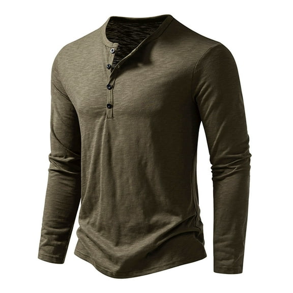 DPTALR George Men Casual Pullover Long Sleeve Round Neck T-Shirt Tops Blouse,Army Green,Big and Tall Men L
