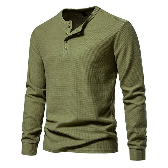 DPTALR George Men Casual Pullover Long Sleeve Round Neck T-Shirt Tops Blouse,Army Green,Big and Tall Men M
