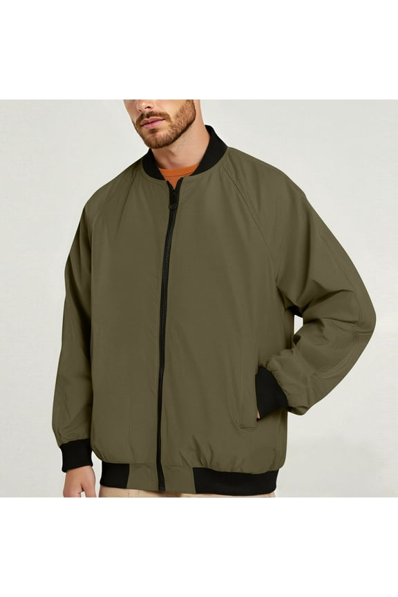 George Men Jacket Lightweight Windbreaker Jackets Casual Softshell Flight Fashion Winter Fall Coat with Pocket Army Green Big and Tall Men XXL