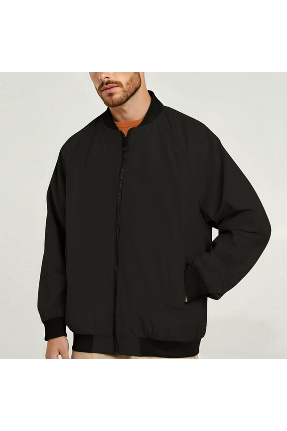 George Men Jacket Lightweight Windbreaker Jackets Casual Softshell Flight Fashion Winter Fall Coat with Pocket Black Big and Tall Men XXL