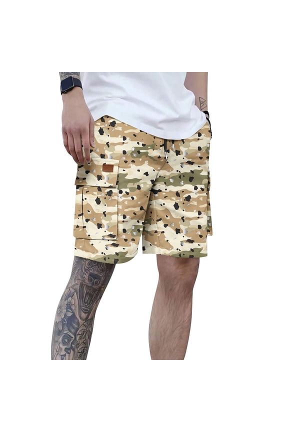Men's Army Military BDU Cargo Shorts,Camouflage for Work Fishing Camping Casual Wear,Khaki,Big and Tall Men L