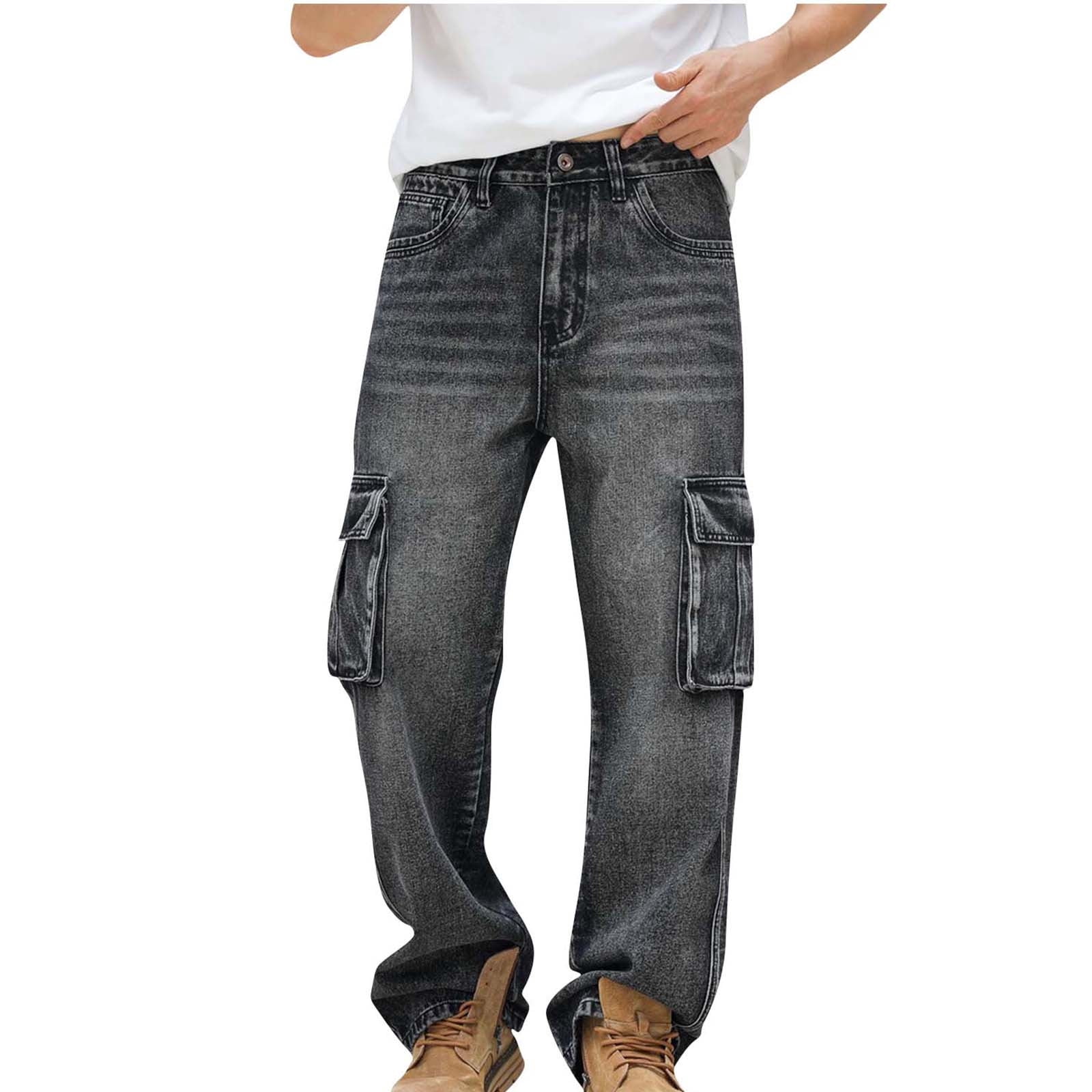 DPTALR Men's Baggy Jeans，Hip Hop Loose Fit，90s Vintage Cargo