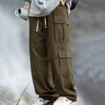 thumbnail image 1 of DPTALR Men's Baggy Y2K Contrast Piping Drawstring Unisex Cargo Pants,Army Green Big and Tall Men XL, 1 of 5