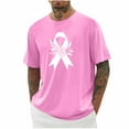 thumbnail image 1 of DPTALR Men's Breast Cancer Awareness Casual Shirts,Pink Ribbon T-Shirts,Cancer Fighter Tops,Pink,XXXL, 1 of 4
